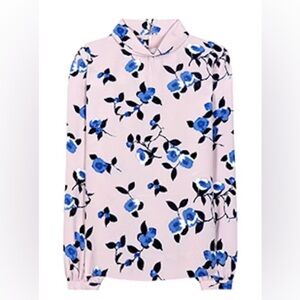 Oscar de la Renta Floral Printed Long Sleeve Silk Blouse Size 6